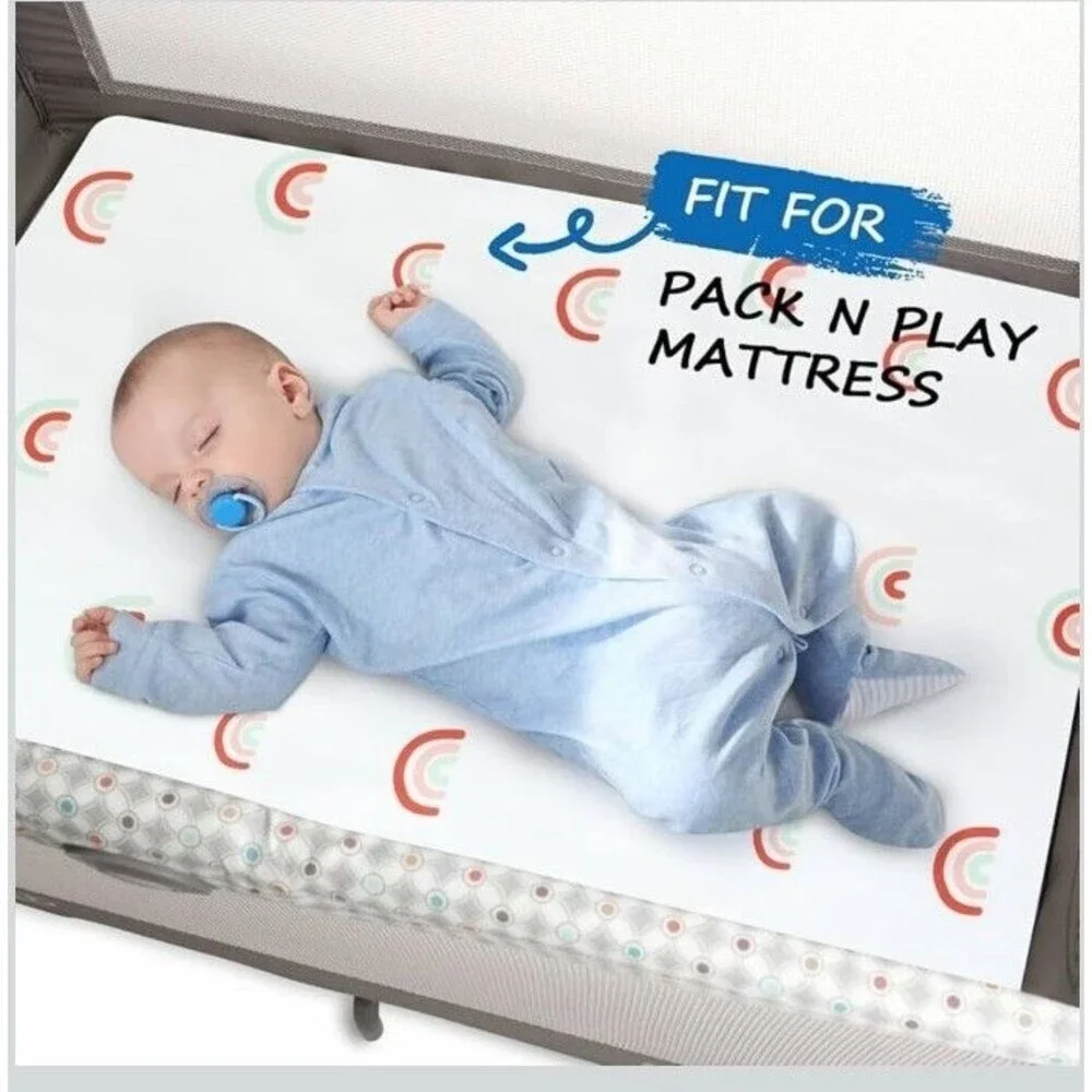 Cold Wind Playard Fitted Mattress Sheets NEW Rainbow 2 pk. Fits 39x27 Mini Crib